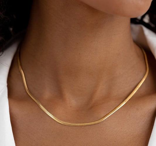 Snake Chain Herringbone Necklace