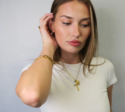 Sun, Sparkle and Cross Necklace
