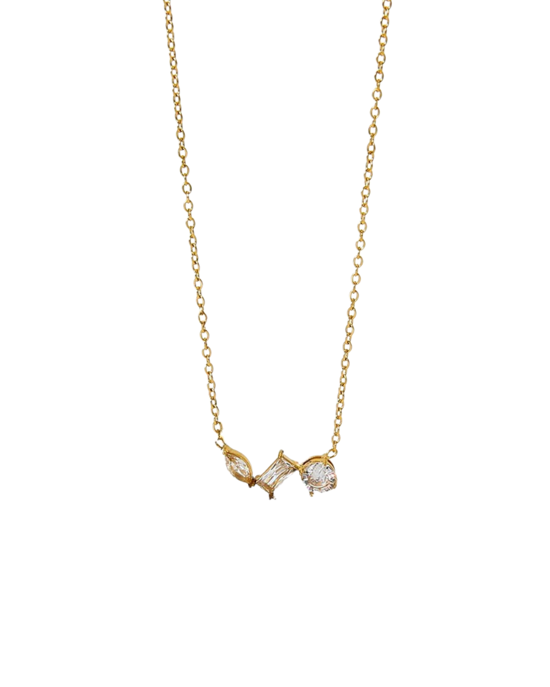 Molly CZ Triple Stone Necklace